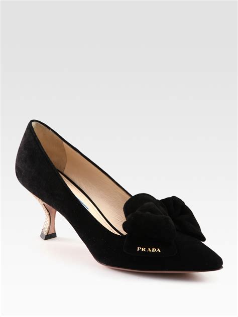 prada suede bow pump|prada pumps and sandals.